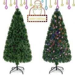 Costway 6Ft Pre-Lit Fiber Optic PVC Christmas Tree Metal Holiday -Northlight Decor Sale GUEST 7b169e30 4f53 45a1 822e d54a0437042f