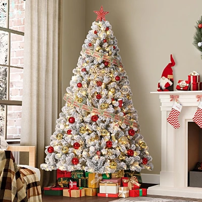 4.5/6/7.5/9/12FT Pre-Lit Artificial Christmas Tree With LEDs, PVC Branch Tips & Metal Stand - Easy Assembly Xmas Tree For Home Office Decor 11 4.5/6/7.5/9/12FT Pre-Lit Artificial Christmas Tree With LEDs, PVC Branch Tips & Metal Stand - Easy Assembly Xmas Tree For Home Office Decor - Image 9