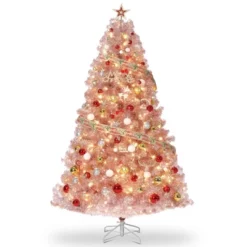 7.5 FT Prelit Artificial Christmas Tree,Rose Gold Tinsel Fake Christmas Tree W/Warm White LED Lights,Metal Stand&Branch Tips For Home, Office -Northlight Decor Sale GUEST 7bc7b38f 08f9 4a4d abc0 6100352d00a3