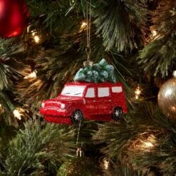 SUV With Tree Christmas Tree Ornament Red - Wondershop™