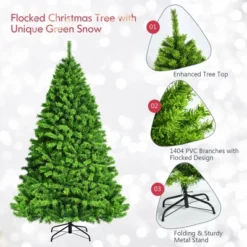 Costway 7.5ft Green Flocked Hinged Artificial Christmas Tree W/ Metal Stand Green -Northlight Decor Sale GUEST 81b4660a 7e15 4ec1 bd41 0454b193e90f