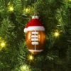 Christmas Glass Football With Santa Hat Ornament - Wondershop™