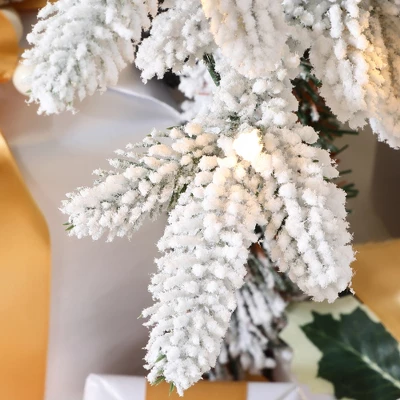 LuxenHome 3-Piece Holiday Artificial Tree Sets With Lights And Flat Stand Green 4 LuxenHome 3-Piece Holiday Artificial Tree Sets With Lights And Flat Stand Green - Image 2