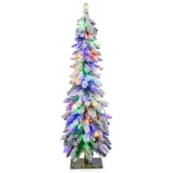 Costway 4 FT/5FT/6FT Pre-Lit Slim Christmas Tree Flocked Xmas Decoration 11 Modes 100 LED Lights -Northlight Decor Sale GUEST 8320ba3d 3d40 41b1 a15d 2f8b480e9711