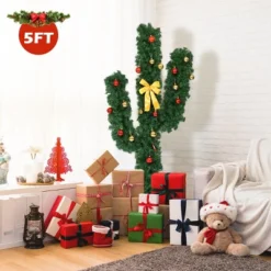 Costway 5Ft Pre-Lit Cactus Christmas Tree LED Lights Ball Ornaments -Northlight Decor Sale GUEST 8398046b 9e52 4f10 9c94 1027939e2d61