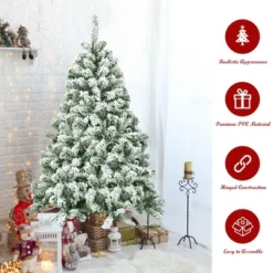 Costway 4.5FT Snow Flocked Artificial Christmas Tree Hinged W/400 Tips And Foldable Base -Northlight Decor Sale GUEST 862a40cf 13e3 4d89 a2ee ba15b78ce35d