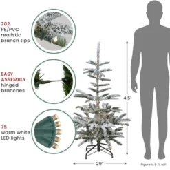 Northlight Real Touch™️ Pre-Lit Slim Flocked Nordmann Fir Artificial Christmas Tree - 4.5' - Warm Clear LED Lights 12 Northlight Real Touch™️ Pre-Lit Slim Flocked Nordmann Fir Artificial Christmas Tree - 4.5' - Warm Clear LED Lights -Northlight Decor Sale GUEST 8667c1f7 41c7 41d2 9f61 fd0994db4d47