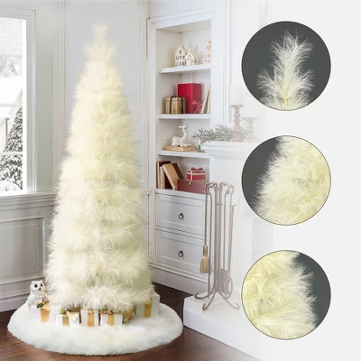 LuxenHome 6Ft Holiday Slim Artificial Pampas Grass Tree In Natural Ivory Beige 3 LuxenHome 6Ft Holiday Slim Artificial Pampas Grass Tree In Natural Ivory Beige