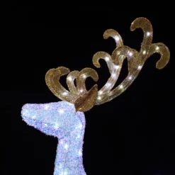 LuxenHome 2-Piece White Reindeer And Sleigh With Silver Bow And Ornaments Outdoor Holiday Decoration With Lights White, Multi, Silver, Brown -Northlight Decor Sale GUEST 87671af3 268d 4a51 96e1 6c1b0125785d