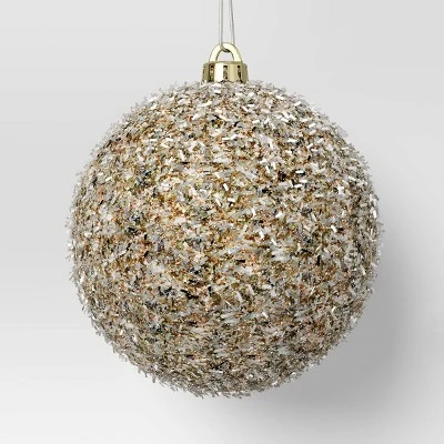 9ct Christmas Tinsel Ball Champagne - Wondershop™ 5 9ct Christmas Tinsel Ball Champagne - Wondershop™ - Image 3