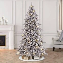 7.5ft Pre-lit Artificial Christmas Tree Flocked Full Bradford Fir: Puleo, Incandescent Lights, Easy Setup -Northlight Decor Sale GUEST 8b913027 9605 474c 89ca d4722611d46f