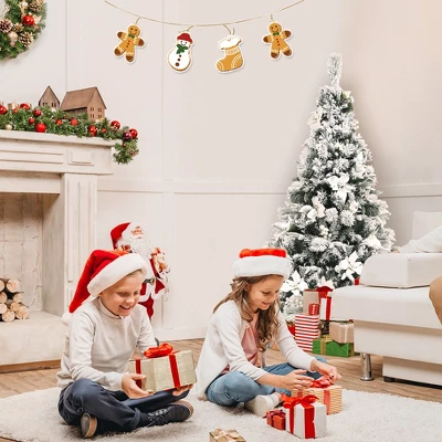 Costway 5ft/6ft/7ft/8ft Snow Flocked Hinged Christmas Tree W/ Berries & Poinsettia Flowers 6 Costway 5ft/6ft/7ft/8ft Snow Flocked Hinged Christmas Tree W/ Berries & Poinsettia Flowers - Image 4