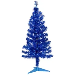 Northlight Pre-Lit Artificial Tinsel Christmas Tree - 3' - Blue - Clear Lights