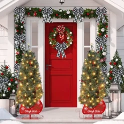 4.5ft Pre-Lit Artificial Spruce Christmas Tree With 85 Warm White LEDs & 8 Mode Timer-Xmas Tree With Sleigh Base For Entries/Entryway -Northlight Decor Sale GUEST 9224ca8e dc88 48b3 975f 194f3d6e9d56