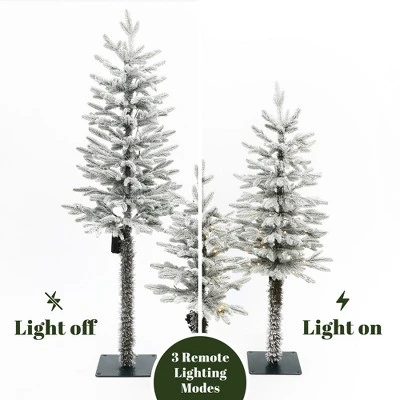 LuxenHome 3-Piece Holiday Artificial Tree Sets With Lights And Flat Stand Green 6 LuxenHome 3-Piece Holiday Artificial Tree Sets With Lights And Flat Stand Green - Image 4
