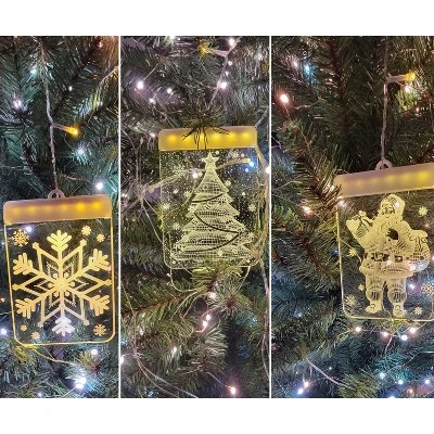 5 Star Super Deals 5 Christmas Window Light Decoration 3D LED Acrylic Hanging Decor W/ Icicle Strings - Santa, Snowflake, Snowman,Tree & Jingle Bells 10 5 Star Super Deals 5 Christmas Window Light Decoration 3D LED Acrylic Hanging Decor W/ Icicle Strings - Santa, Snowflake, Snowman,Tree & Jingle Bells - Image 8