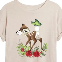 Women's - Disney - Christmas Botanical Butterfly Oversized Graphic T-Shirt