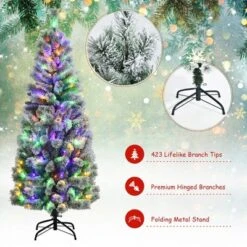 Costway 6FT Pre-Lit Hinged Christmas Tree Snow Flocked W/9 Modes Remote Control Lights -Northlight Decor Sale GUEST 990c569a 6aec 476b ac24 4a9fde88099b