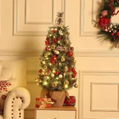 Small Xmas Tree, Mini Christmas Tree W/Lights, 3ft Christmas Tree Pre-lit W/78 Warm White LED Lights,Red Berry Clusters And Cloth Bag Base,2pcs -Northlight Decor Sale GUEST 9a2c9814 e2ea 445a 9e2a f74f8482bdc6
