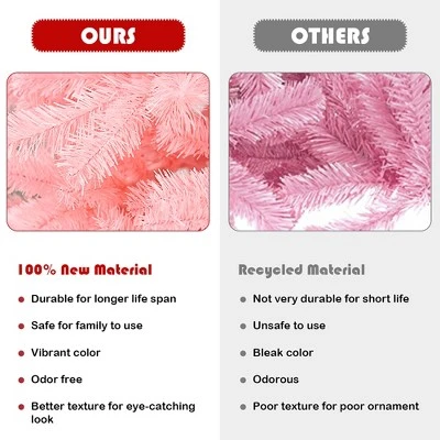 Costway 6Ft Hinged Artificial Christmas Tree Full Fir Tree New PVC W/ Metal Stand Pink 11 Costway 6Ft Hinged Artificial Christmas Tree Full Fir Tree New PVC W/ Metal Stand Pink - Image 9