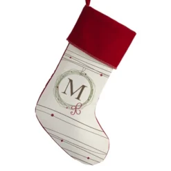 Personalization Mall Holiday Wreath Initial Christmas Stocking, Burgundy -Northlight Decor Sale GUEST 9b759830 c5c7 4d2d 84f6 e009bcb61f38