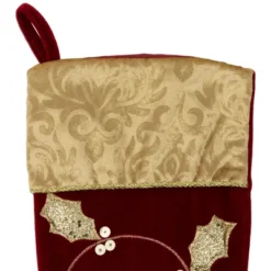 Northlight 20.5-Inch Velvet Gold And Maroon Etched Cuff Christmas Stocking -Northlight Decor Sale GUEST 9b8334f5 4a7a 4e9c 89d3 8f36291192c5