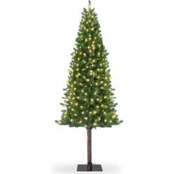6/7.5FT Pre-Lit Pencil Christmas Tree, Slim Artificial Alpine Tree With LED Lights, Metal Stand, Skinny Holiday Decor For Room, Apartment, Office -Northlight Decor Sale GUEST 9bef1866 c186 45e5 8662 a55413444f2f