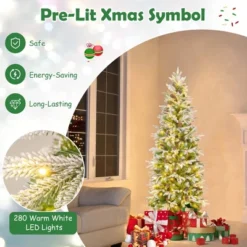 Costway 6/7.5/9 FT Flocked Christmas Tree With 671/913/1310 PE PVC Branch Tips 280/350/470 Warm White LED Lights -Northlight Decor Sale GUEST 9d38eee0 a5e8 4b18 b32b 7ae86646162b
