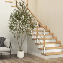 5FT 6FT 7FT Artificial Olive Tree Faux Olive Plant Realistic Leaves Silk Tree With White Pot For Home Office Decor, Interior Outdoor Decoration -Northlight Decor Sale GUEST 9dce79f8 c781 4084 a02e 4a7e31537ca9