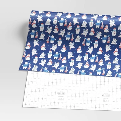 30" 50 Sq Ft Christmas Roll Wrap Polar Bears On Blue - Wondershop™ 4 30" 50 Sq Ft Christmas Roll Wrap Polar Bears On Blue - Wondershop™ - Image 2