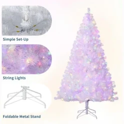 7.5FT White Pre-Lit Christmas Tree, Artificial Christmas Tree With 2 Color Lights And Foldable Metal Base, Holiday Decoration For Indoor Outdoor -Northlight Decor Sale GUEST 9fd56a75 e33e 4610 82cc 17c773a5b368