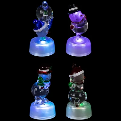 Northlight LED Lighted Color Changing Snowmen Acrylic Christmas Decorations - 4.25" - Set Of 4 7 Northlight LED Lighted Color Changing Snowmen Acrylic Christmas Decorations - 4.25" - Set Of 4 - Image 5