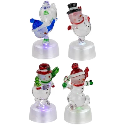 Northlight LED Lighted Color Changing Snowmen Acrylic Christmas Decorations - 4.25" - Set Of 4 4 Northlight LED Lighted Color Changing Snowmen Acrylic Christmas Decorations - 4.25" - Set Of 4 - Image 2
