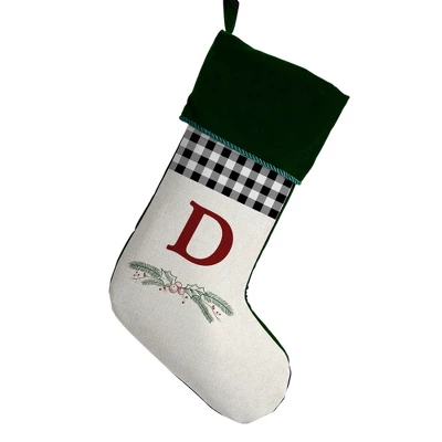 Personalization Mall Festive Foliage Initial Christmas Stocking, Green 7 Personalization Mall Festive Foliage Initial Christmas Stocking, Green - Image 5