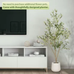5FT 6FT 7FT Artificial Olive Tree Faux Olive Plant Realistic Leaves Silk Tree With White Pot For Home Office Decor, Interior Outdoor Decoration -Northlight Decor Sale GUEST a3bd0a55 0d50 4ccb 8436 6f913e8943dd