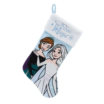 Frozen Elsa And Anna Applique Holiday Stocking 20" 3 Frozen Elsa And Anna Applique Holiday Stocking 20"