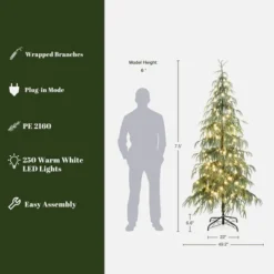 LuxenHome 7.5Ft Pre-Lit Slim Artificial Cedar Christmas Tree With Metal Stand Green -Northlight Decor Sale GUEST a9331952 8fe7 46cf ad51 426889d807a0
