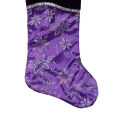 Northlight 20" Purple And Silver Glittered Floral Christmas Stocking With Shadow Velveteen Cuff -Northlight Decor Sale GUEST a9465183 3fef 4274 b051 b817b780969e