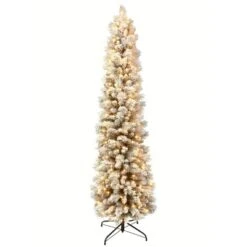 7.5ft Pre-lit Slim Pencil Christmas Tree Flocked Portland Pine -Northlight Decor Sale GUEST aa604b50 047f 47db 835b c793fab17cd6