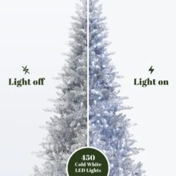 LuxenHome 7.5Ft Silver Christmas Tree With Cool White Lights, Full Pre-Lit Indoor/Outdoor Decor -Northlight Decor Sale GUEST abeba8de 5a80 490b a062 db1033bfe7f7