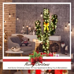 Costway 5Ft Pre-Lit Cactus Christmas Tree LED Lights Ball Ornaments -Northlight Decor Sale GUEST ac101779 d3c4 44c9 b72e b1fe7e924b75