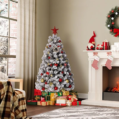 4.5/6/7.5/9/12FT Pre-Lit Artificial Christmas Tree With LEDs, PVC Branch Tips & Metal Stand - Easy Assembly Xmas Tree For Home Office Decor 9 4.5/6/7.5/9/12FT Pre-Lit Artificial Christmas Tree With LEDs, PVC Branch Tips & Metal Stand - Easy Assembly Xmas Tree For Home Office Decor - Image 7