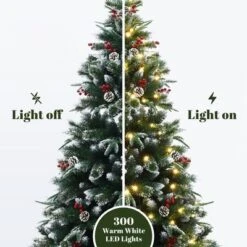 LuxenHome 6Ft Pre-Lit Artificial Pine Christmas Tree With Frosted Tips, Pinecones, And Red Berries Green -Northlight Decor Sale GUEST ac728796 ff15 4cbd aff7 f3fac7d8dd14