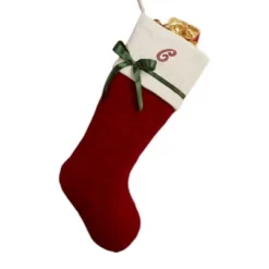 Personalization Mall Winter Classic Initial Quilted Stockings With Bow, Burgundy -Northlight Decor Sale GUEST ae9dd1b0 a7e4 4550 adc8 8e6067fdf8cc