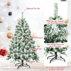 Costway 4.5FT Snow Flocked Artificial Christmas Tree Hinged W/400 Tips And Foldable Base -Northlight Decor Sale GUEST af1387f4 b042 4034 9f31 413874094a63