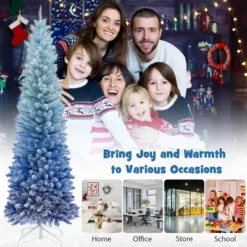 Costway 6/7 FT Blue Gradient Snow Flocked Artificial Christmas Tree With 435/725 Lush Branch Tips -Northlight Decor Sale GUEST b07b9250 0700 4510 a5bc 054db4f450e9