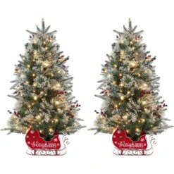 Christmas Tree With 85 Lights, Pre-Lit Artificial Mini Christmas Tree With 8 Mode Includes Red Berries & Sleigh Base For Front Door, Porch -Northlight Decor Sale GUEST b1cacbb5 6e72 4c61 9bf5 92b24d7a00ac