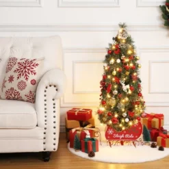 4.5ft Pre-Lit Artificial Spruce Christmas Tree With 85 Warm White LEDs & 8 Mode Timer-Xmas Tree With Sleigh Base For Entries/Entryway -Northlight Decor Sale GUEST b657af7d b781 4c5c a0dd ba49e2510c26