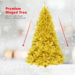 Costway 7.5Ft Hinged Unlit Artificial Tinsel Christmas Tree Holiday,Silver ,Gold -Northlight Decor Sale GUEST b7b787c6 844e 4315 9c61 09b9af41fd90