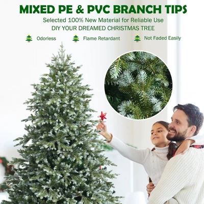 Costway 7ft Artificial Christmas Spruce Hinged Tree W/ 1260 Mixed PE & PVC Tips 8 Costway 7ft Artificial Christmas Spruce Hinged Tree W/ 1260 Mixed PE & PVC Tips - Image 6